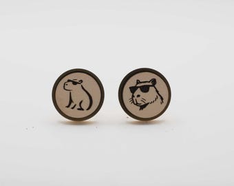 Capbara 20mm Stainless Steel Wooden Cufflinks