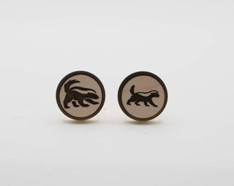Skunk 20mm Stainless Steel Wooden Cufflinks