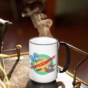 Grande tasse en céramique brillante qui va au lave-vaisselle Mug qui démange et gratte, excellent cadeau de Noël Mug dessin animé Simpsons, culture pop des Simpsons