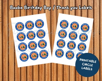 Booba Birthday/Thank you Circle Labels PNG, PDF, Booba Party
