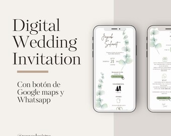 Digital Wedding Invitation, Digital Invitation With Google Maps buttom.