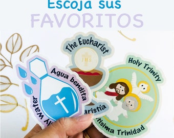 Catholic Stickers: Bilingual Religious Kids Stickers, 6-Pack