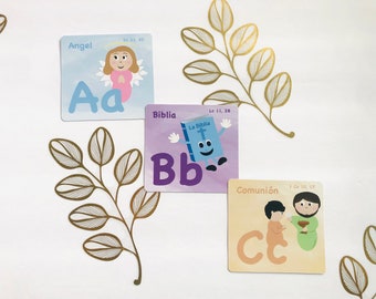 Spanish Catholic ABC Flash Cards: Kids&#39; Abecedario Learning Cards
