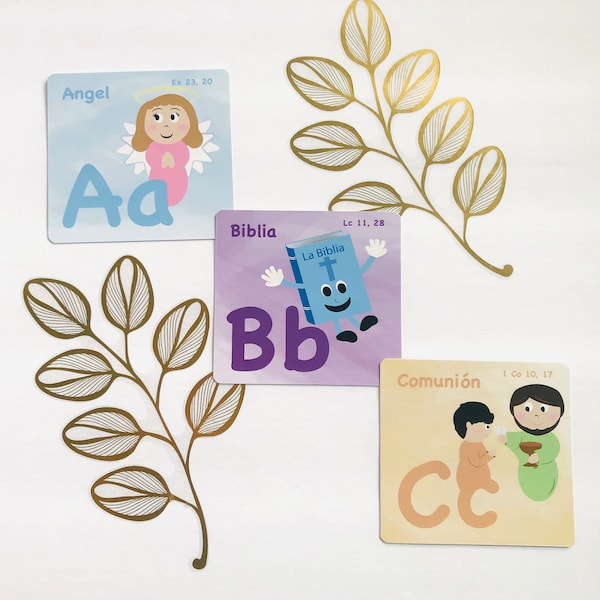 Catholic ABC for kids in Spanish/ Abecedario para Niños en español.Faith Gifts. Catholic family. Kids Activities. Rosary. Fun and colorful.