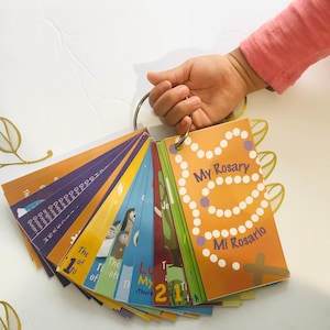 Rosario per bambini. Rosario para Niños. Bilingue. Impara a pregare. Famiglia cattolica. Attività per bambini. Bibbia. Regali di fede. Kit rosario. Catechismo
