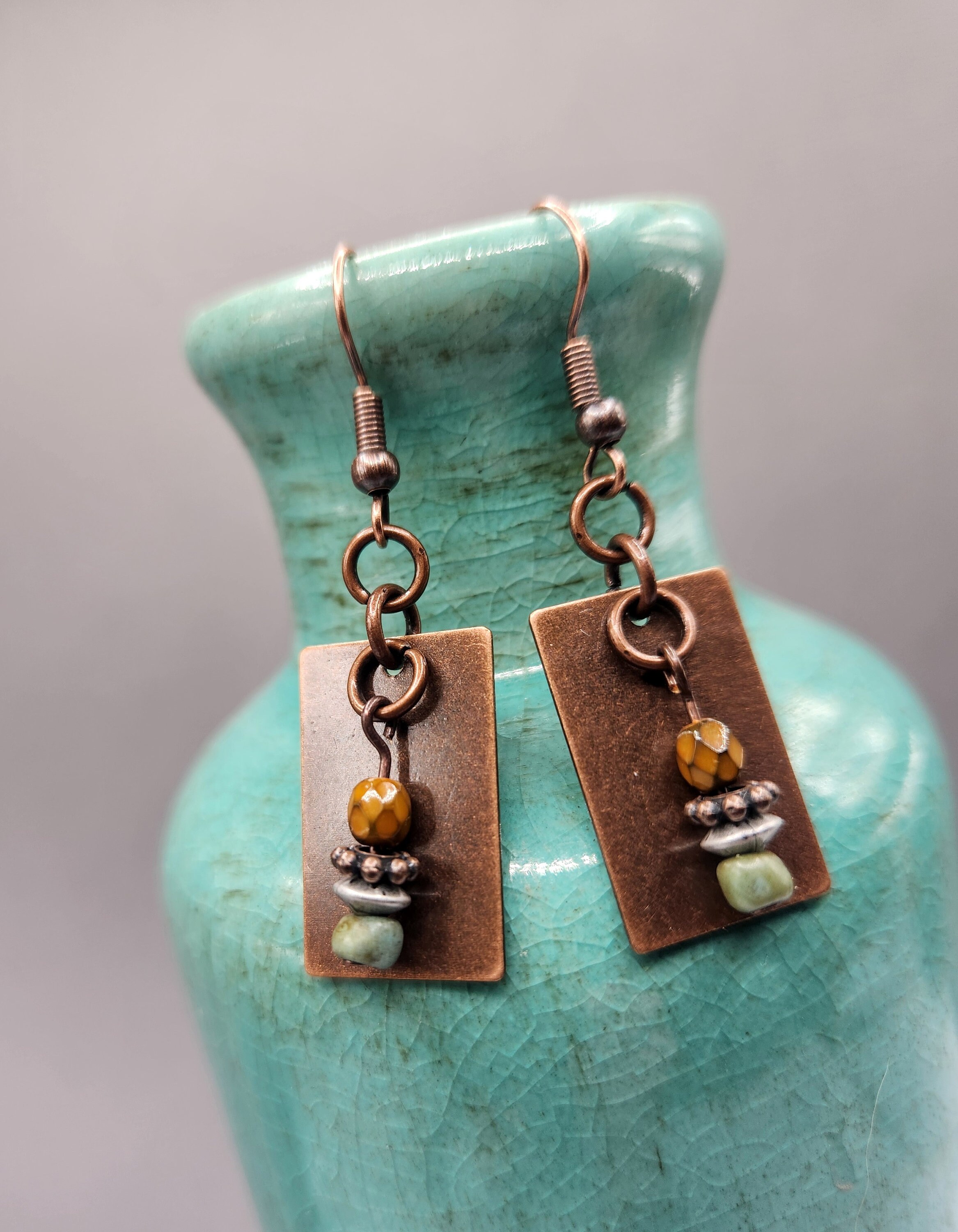 Bohemian Rainbow Copper Alloy Drop Earrings With Beads And Tassels For Everyday Boho Style main image 1