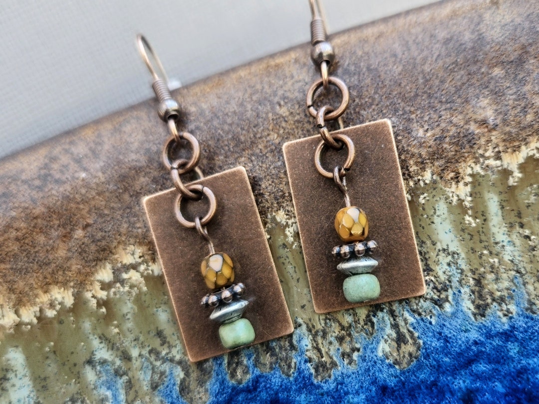 Bohemian Rainbow Copper Alloy Drop Earrings With Beads And Tassels For Everyday Boho Style