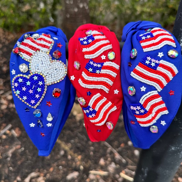 American Flag Theme Headband. Red, White, and Blue Headband. 4th of July Headband, Memorial Day Headband.