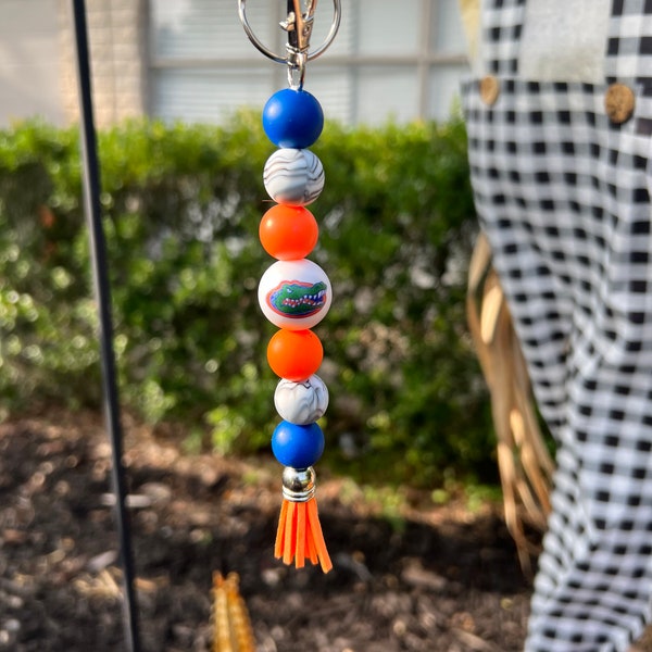 GATORS Keychain.  UF school color keychain. Gators mascot keychain!