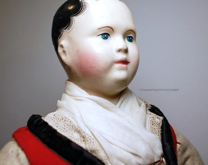 Mid 19th Century >>PAPER-MACHE DOLL << Pauline