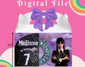 Wednesday Addams Label favor box, Jenna Ortega Favor Box Label, Printable File, Digital file, Merlina Theme