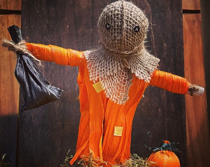 Sam Trick R Treat Corn Husk Folk Art Doll Halloween Decor Etsy