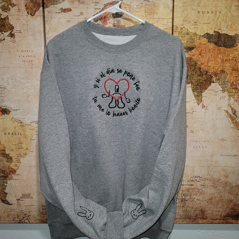 Custom Bad Bunny Outline Un Verano Sin Ti Embroidered Crewneck - Etsy