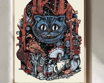 Alice im Wunderland Print Art Film Poster Deahl Cat