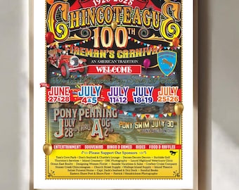 Seltenes 2025 100th Firemans Karneval Chincoteague Poster