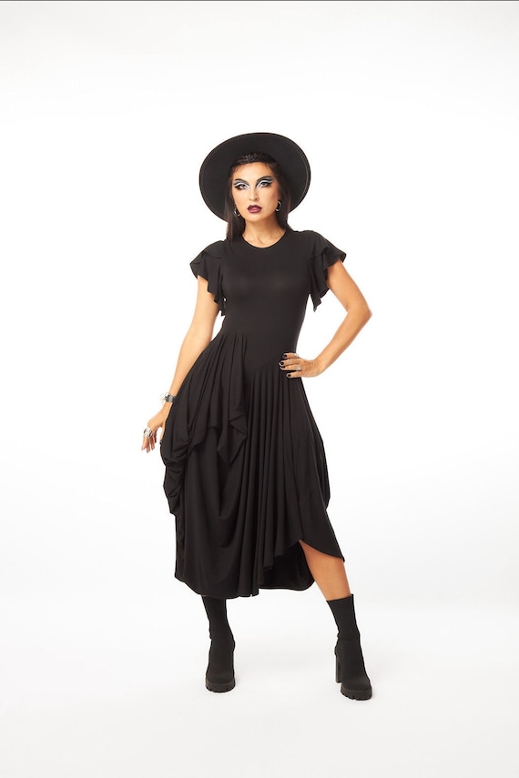 grecian black dress Grecian Keyhole Dress - Black Tencel