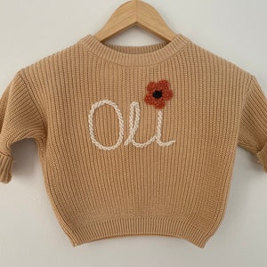 Personalised oversized childrens knitted jumper personalised hand embroidered knit toddler clothing children clothing image 7