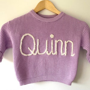 Personalised oversized childrens knitted jumper personalised hand embroidered knit toddler clothing children clothing image 4