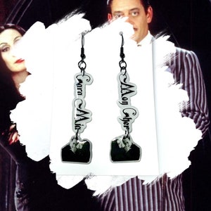 Addams Family Cara Mia Dangle Earrings | Earrings | Morticia & Gomez Addams Spooky Creepy Goth Earrings | Cara Mia Mon Cher |