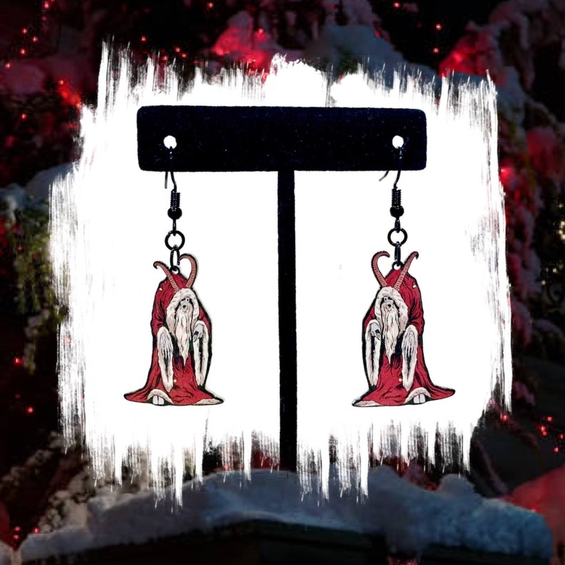 Krampus Christmas Demons Dangle Earrings  Spooky Cool Goth image 1