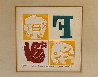 Signed Jean Sariano Limited Edition Artist Proof "Familiarment Yours" Cubist Print