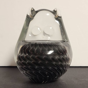 FM Ronneby Owl Swedish Art Glass Paperweight