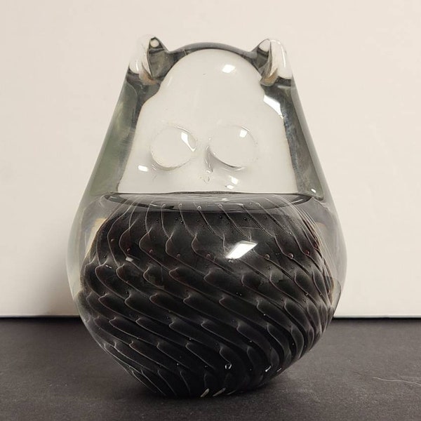 FM Ronneby Owl Swedish Art Glass Paperweight