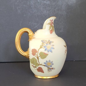 Royal Worcester Hand Painted Pitcher Creamer Flat Back 1880s Antique