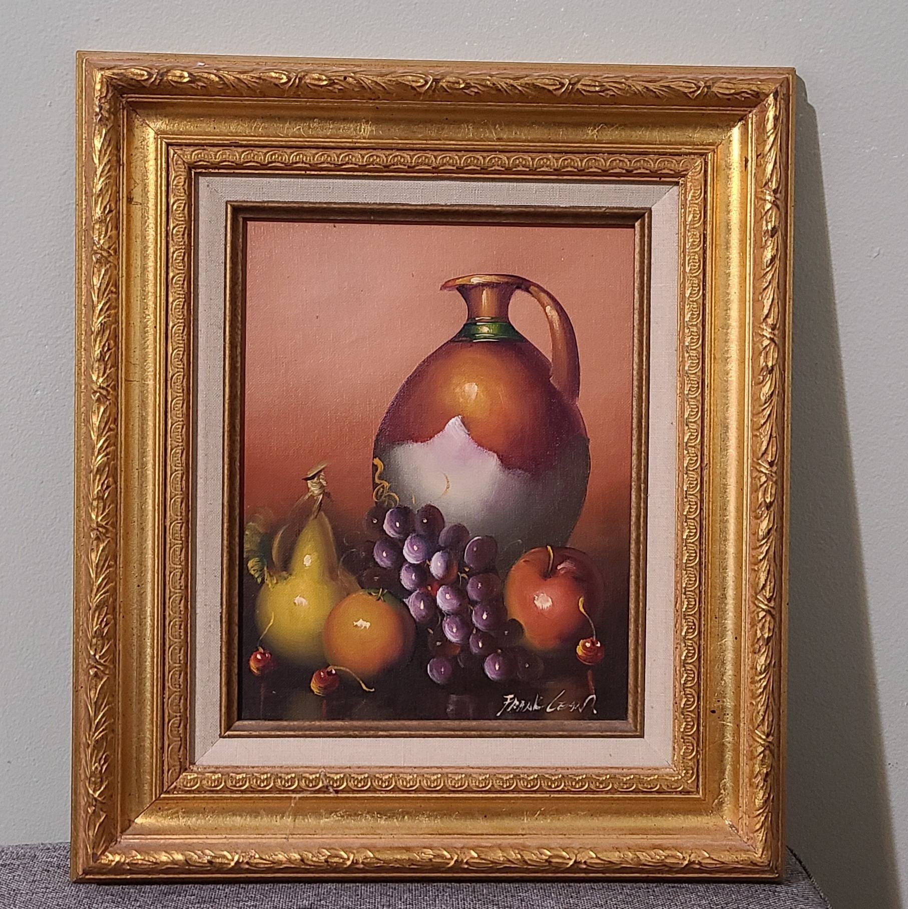真作】 油絵 静物画 FRANK LEAN フランク・リーン 油彩 西洋画家