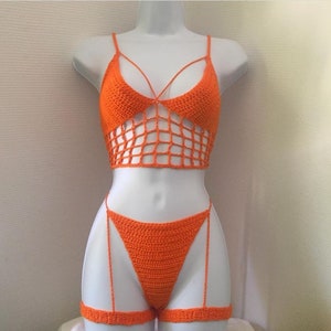 Gehäkeltes Dessous-Set aus Bio-Baumwolle