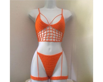 Conjunto de lencería de crochet de algodón orgánico