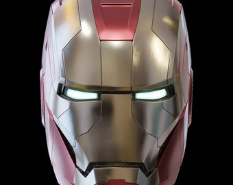 Iron Man mk5 helmet 3d printable model with interior details and motorization
