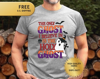Heiliger Geist Christliches Halloween T-Shirt, Lustiges Glauben Shirt Jesus Geist T-Shirt, Herbst Kirche Outfit, Bibel Vers Top, Spirituelles Grafik Kleid