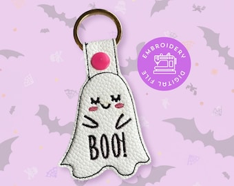 Porte-clés fantôme brodé Halloween : modèle à onglet (fichier numérique)