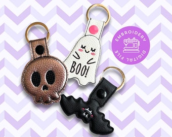 In The Hoop - Halloween Embroidered Keychain File Bundle, Halloween Keychain Files (Digital Download)