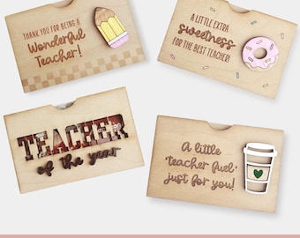 Porta carte regalo di apprezzamento per l'insegnante, con file laser / Grazioso porta carte regalo per insegnanti in formato SVG / Porta carte regalo laser Glowforge / Porta carte regalo