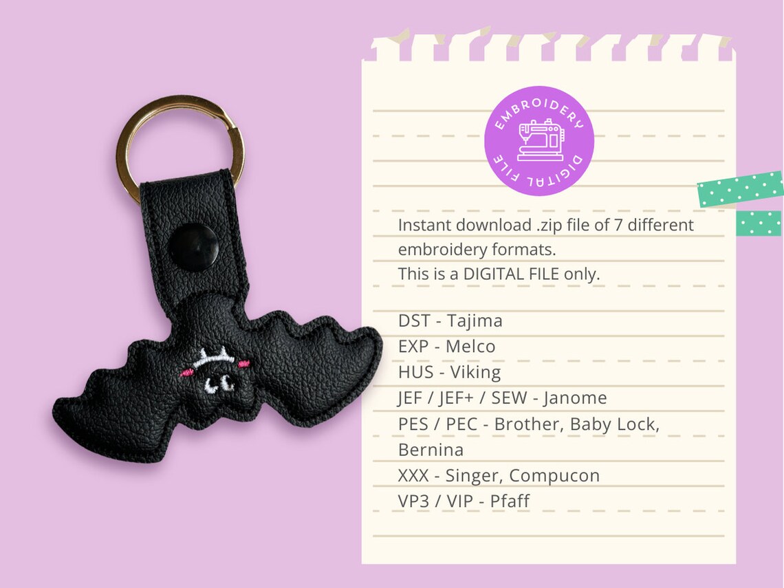 Halloween Embroidered Bat Snap-tab File / Halloween Embroidered ...