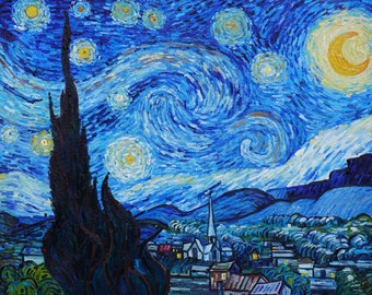 ヴィンセント・ヴァン・ゴッホ - 星月夜 (1888) 美術館品質のロールド