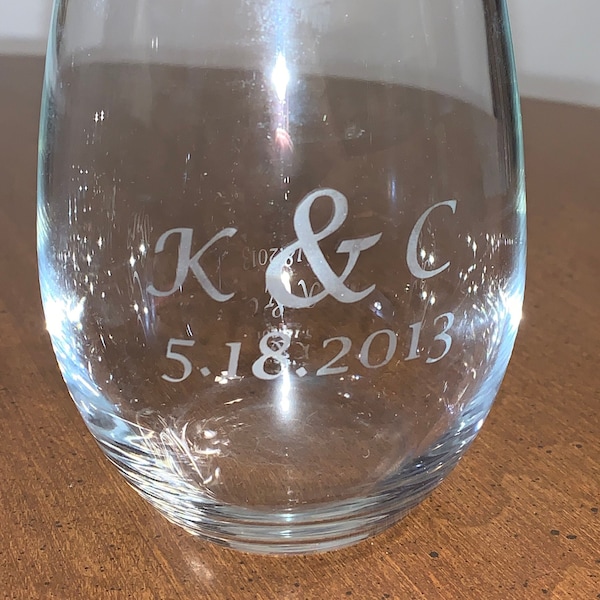Initial Wine Glasses Etsy
