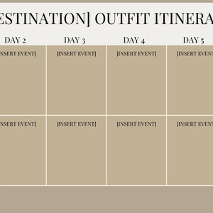 Organize your vacation/event outfit interary in this minimalist outfit planner!