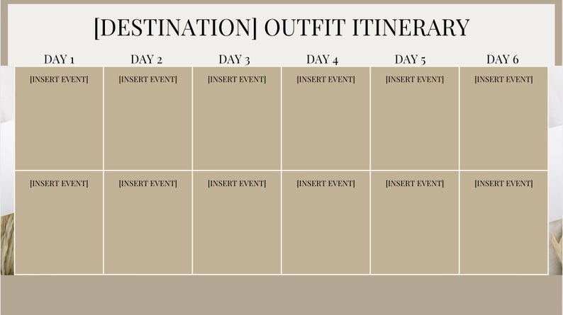 Organize your vacation/event outfit interary in this minimalist outfit planner!