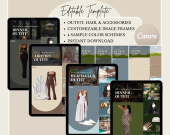 Daily Outfit Planner Template | Editable Template, Outfit Planner, Travel Itinerary, Travel Blogger, Vacation Planner