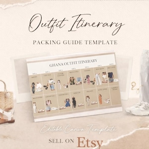 Sjabloon vakantie-outfitplanner | Canva-routebeschrijving, reisblogger (digitale download) afbeelding 1