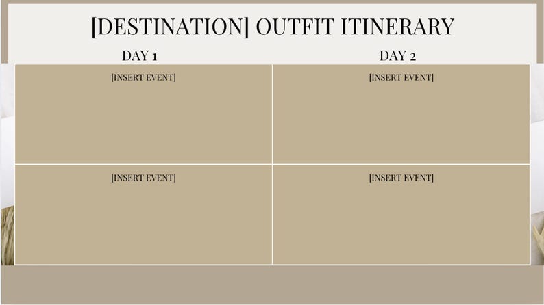 Organize your vacation/event outfit interarryin this minimalist outfit planner!