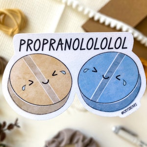 Propranolol Sticker, Funny Medical Sticker, Pill Sticker, Pharmacist, Doctor, Nurse, Pharmacy Student, Medical Student, Nursing Student, ICU