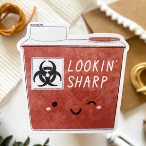 Stay Sharp Sticker, Sharps Container Sticker, Medical Sticker, Nurse, Doctor, Biology, Lab, Medical Student, Nursing Student, NP, PA, EMS