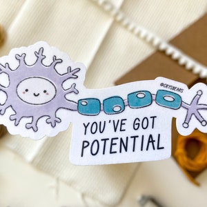 You've Got Potential Sticker, Action Potential, Science, Scientist, Biology, Lab, Pre-med, Doctor, Medical, Medical Student, Nursing Student image 1