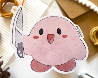 Kirby Sticker, Kirby Meme Sticker, Kirby Knife Sticker, Cute Kirby, Kawaii Kirby, Laptop Sticker, Meme Sticker