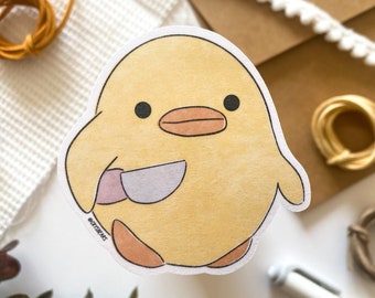 Chick Duck Holding Knife Sticker, Duck Knife Sticker, Chick Knife Sticker, Duck Meme Sticker, Meme Sticker, Chick Meme, Duck Meme