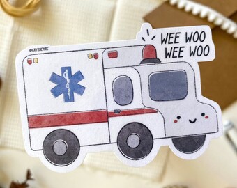 Wee Woo Wee Woo Ambulance Sticker, Emergency Room Sticker, Medical Sticker, Nurse Sticker, Medical Student, Nursing Student, EMS, ICU, RN